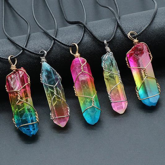 Rainbow Crystal Pendant Necklace-Healing Energy Jewelry