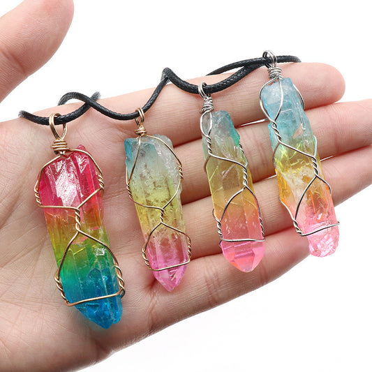 Rainbow Crystal Pendant Necklace-Healing Energy Jewelry